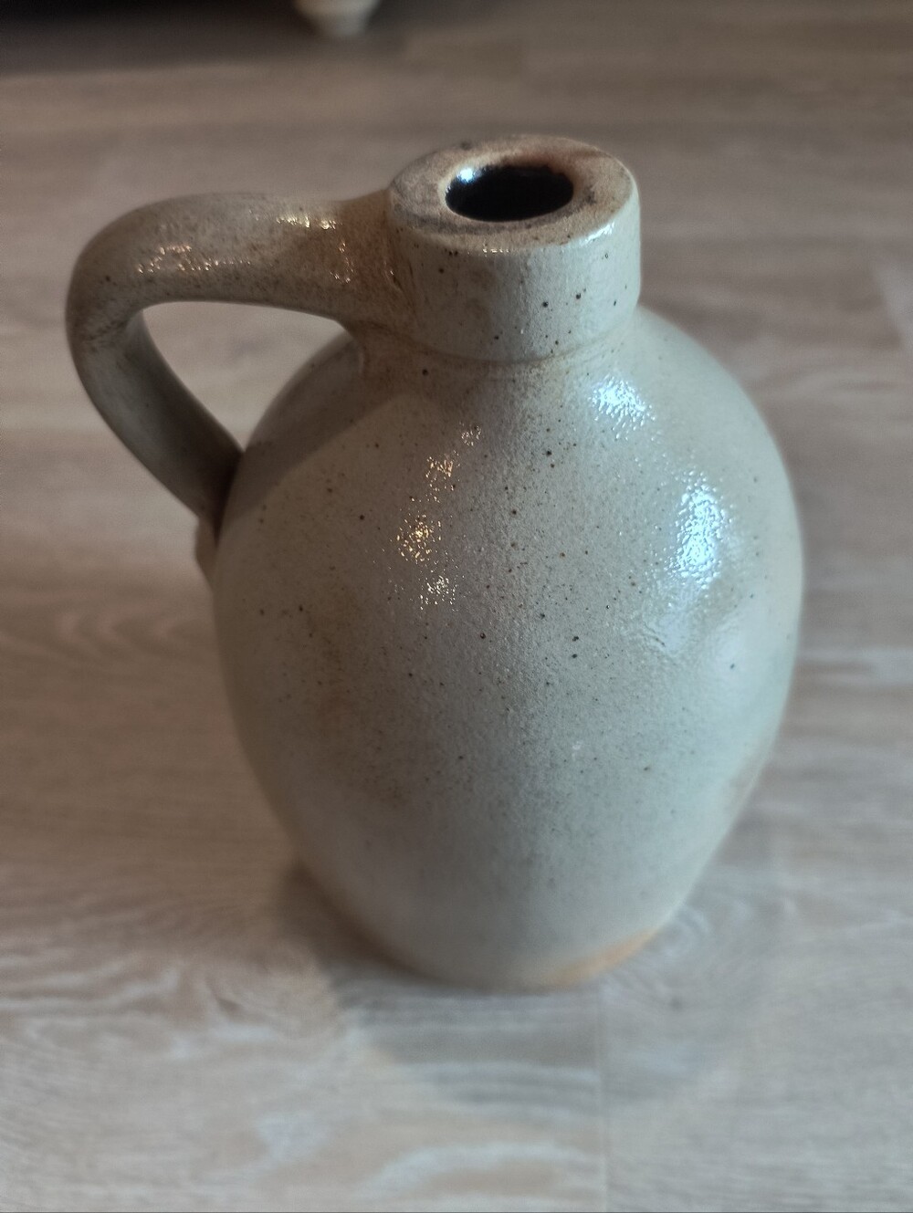 Antique Stoneware Jug in Speckled Grey/Biege